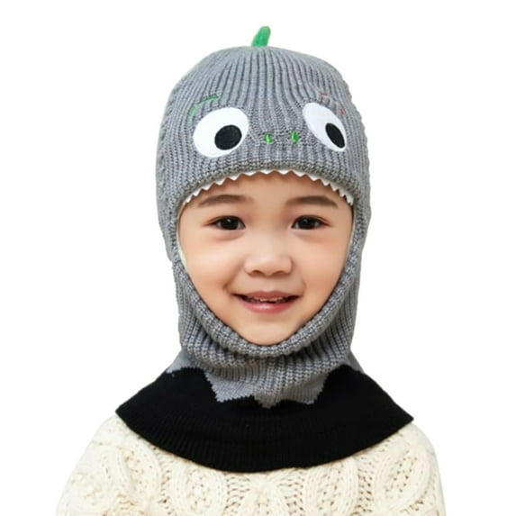 Generic Clearance Travel Hats for Children's Toddler Winter Hat Baby Warm Hat Lined Girls Boys Kids Cartoon Winter Hat Scarf Earflap Hood Skullss Caps for Hiking Christmas(,Grey)