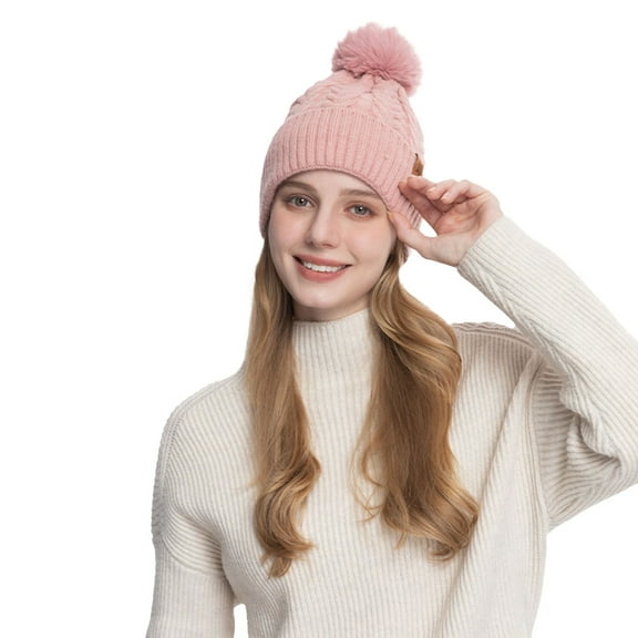 Generic Clearance Women Winter Set Women's Winter Cycling Solid Color Ear Hat Knitted Knitted Warm Hat Soft Snow Hat for Womens Girl Skiing Christmas Gifts