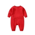 thumbnail image 1 of Generic Girl Boys Spring Autumn Baby Solid Color Long Sleeve Offset Bodysuit Crawling Suit for Fashion Casual Breathable Clothing (6-9 Months,Red), 1 of 3