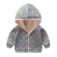 thumbnail image 1 of Generic Clothing Clearance Kids Jackets Trendy Travel Boys Girls Hooded Padded Long Sleeve Button Up Jacket Car Striped Polka Dot Pattern Tops for Casual Breathable (18-24 Months,Purple), 1 of 2