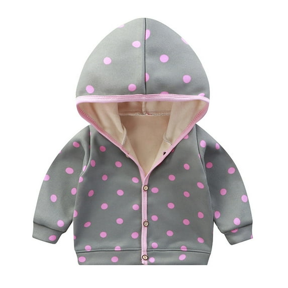 Generic Clothing Clearance Kids Jackets Trendy Travel Boys Girls Hooded Padded Long Sleeve Button Up Jacket Car Striped Polka Dot Pattern Tops for Casual Breathable (18-24 Months,Purple)