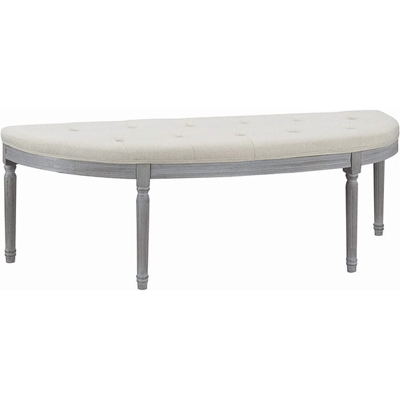Generic Coastal Button Tufted Bench - Light Beige & Gray Legs - 36”W