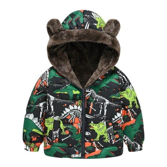 Generic Coat for Children's Casual Spring Toddler Kids Baby Winter Warm Jacket Outerwear Floral Hooded Zipper Padded Outwear Boys Outdoors Fashion Lightweight Clothing(3-4 Years,P)