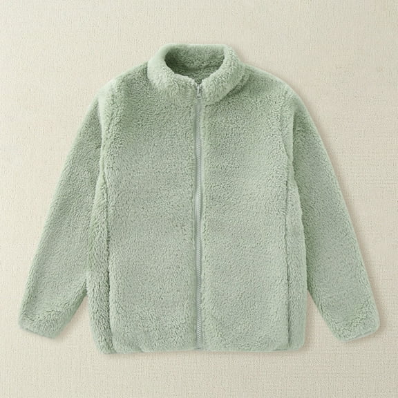 Generic Coat for Children's Trendy Cropped Toddler Kids Baby Outwear Long Sleeve Round Neck Solid Color Jacket Zipper Hooded Windproof Coats for Girls Boys (10-11 Years,Green)