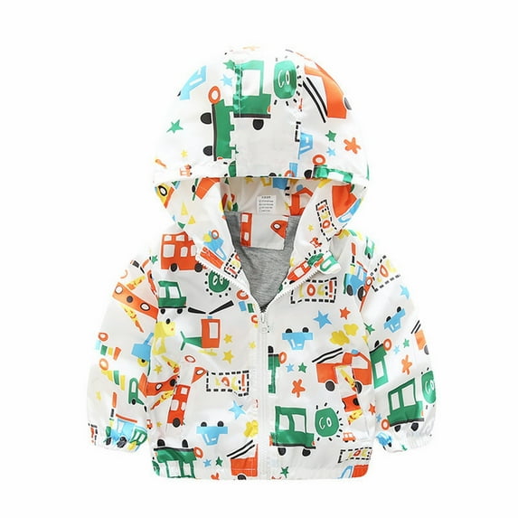 Generic Coat for Children's Work Toddler Kids Baby Boys Car Animals Zip Windproof Jacket Hooded Trench Lightweight Coats Windbreaker Casual for Outdoor Hoodies Clearance (18-24 Months,H)