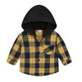 thumbnail image 1 of Generic Coat for Kids Winter Boys Girls Big Spring Fall Classic Plaid Buttons Hooded Shirt Jackets for Fashion Casual Cozy Travel Jacket(3-4 Years,Yellow), 1 of 8