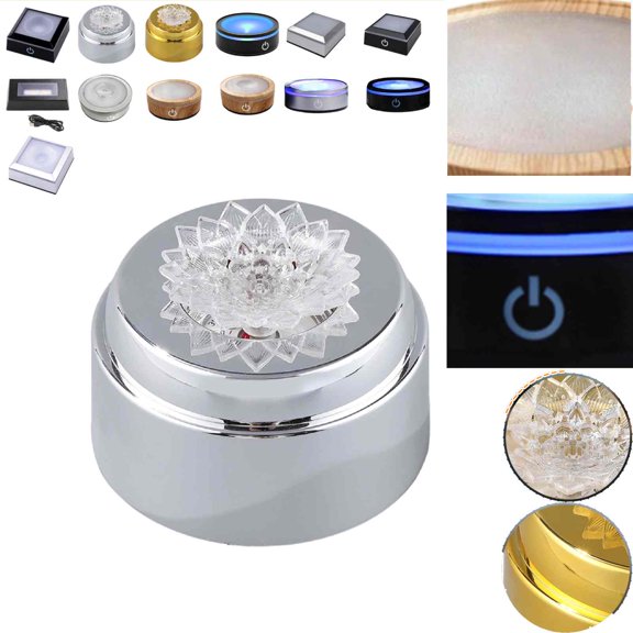 Generic Color Changing LED Night Light Base with 7 Colors & 6 Flashing Modes - USB Powered Lamp Stand for Home Bar, Party Decor & Crystal Display, Multiple Base Styles (M)