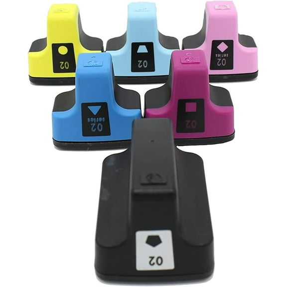 Generic Compatible Ink Cartridge Replacement for HP 02 (Black, Multicolor, 6-Pack)