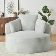 thumbnail image 1 of Generic Compressible Corduroy Round Chair with Cushioned Backrest, Modern Comfort Seating for Living Room, Office & Apartment, No-Swivel Design,LIGHT GREY, 1 of 2