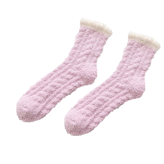 Generic Coral Sleep Socks For Women With Seamless Toe Closure Fuzzy Socks For Women Warm Soft Fluffy Socks Thick Cozy Plush Sock Winter Christmas Socks For Women Women'S Crew Socks