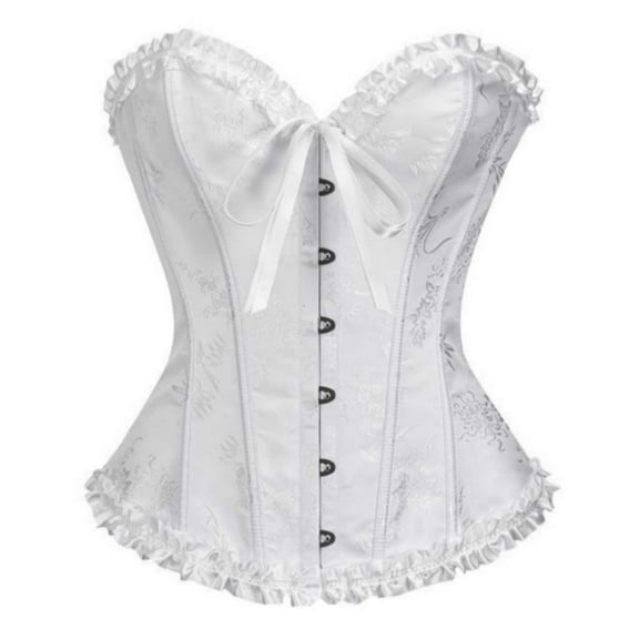 Generic Corset Tops for Women,Sexy Waist Push Up Bustier Shapewear Lingerie,Lace Up Boned Overbust Floral Corset