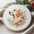 thumbnail image 1 of Generic Counted Easy Cross Stitch Kits Flower Golden Retriever Color Stamped Embroidery for Starter Kits DIY 11CT Stamped Patterns Embroidery Needlework Kit Supplies 12 Inch Hoop Included(75-A), 1 of 6
