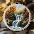 thumbnail image 1 of Generic Counted Easy Cross Stitch Kits Mountain Waterfall Color Stamped Embroidery for Starter Kits DIY 11CT Stamped Patterns Embroidery Needlework Kit Supplies 12 Inch Hoop Included(41-f), 1 of 6