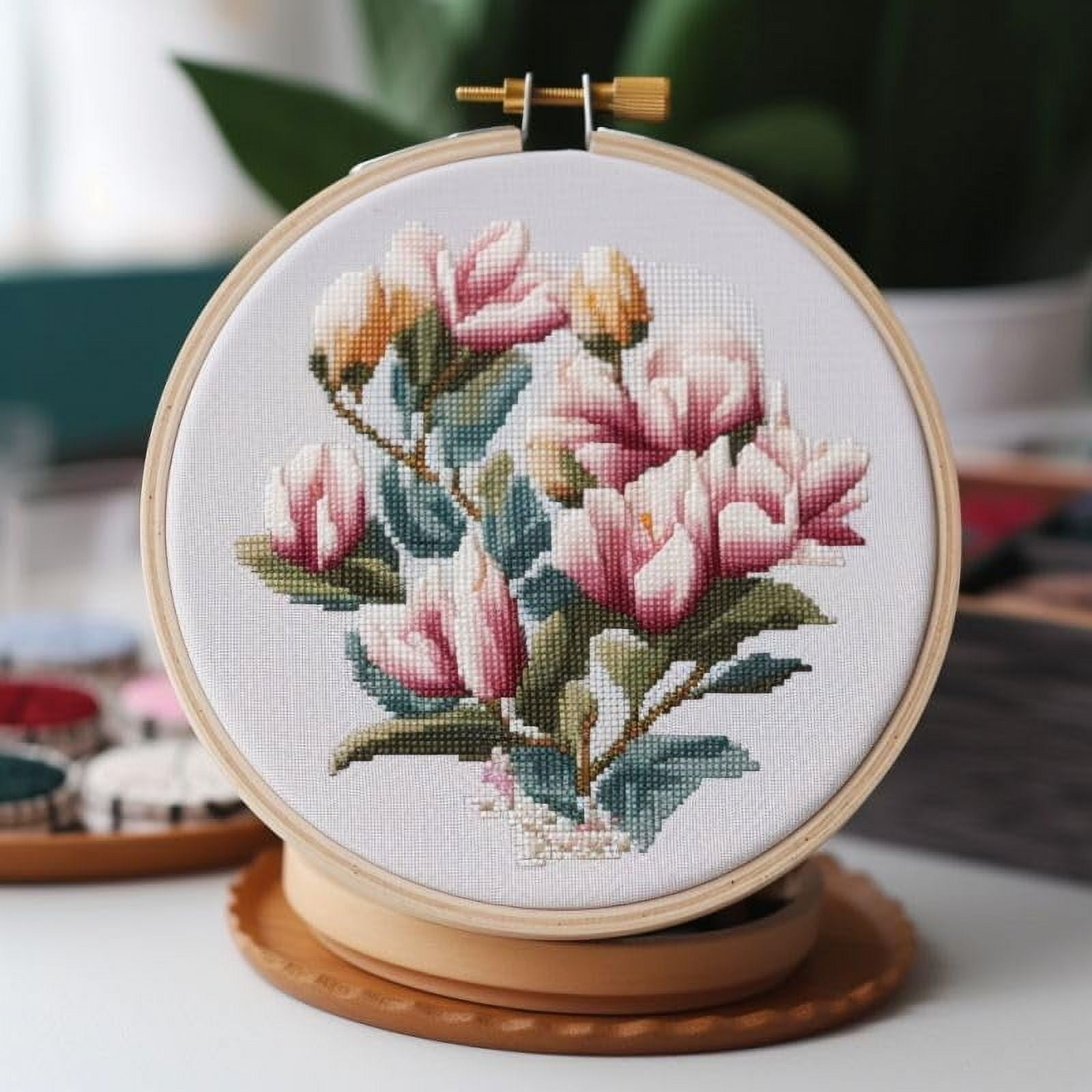 Generic Counted Easy Cross Stitch Kits Orchid Flowers Color Stamped ...