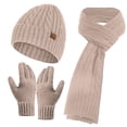 thumbnail image 1 of Generic Cozy Winter Knit Hat Scarf Gloves Set Knitted Wool Hat Scarf Gloves Man And Women's Cold Warm Three Piece Set Stylish Winter Hat Scarf Glove Set For Fashion-Conscious Individuals, 1 of 3
