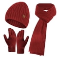 thumbnail image 1 of Generic Cozy Winter Knit Hat Scarf Gloves Set Knitted Wool Hat Scarf Gloves Man And Women's Cold Warm Three Piece Set Stylish Winter Hat Scarf Glove Set For Fashion-Conscious Individuals, 1 of 3