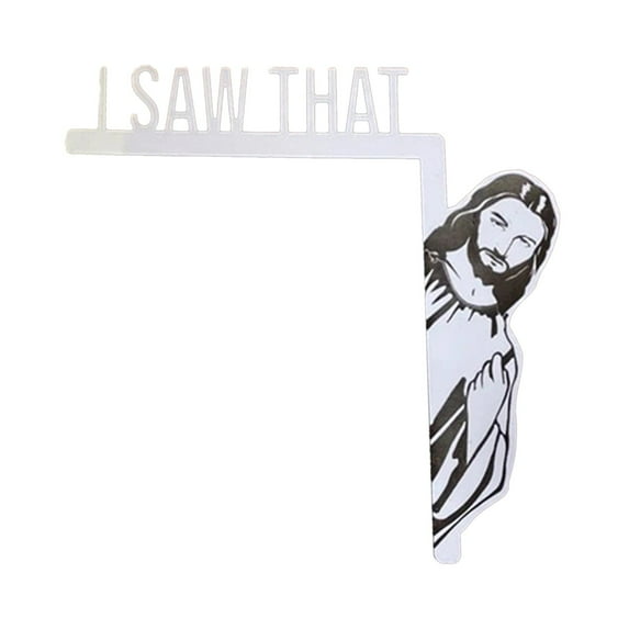 Generic Creative Door Corner Decor, Wood Funny Door Sign Jesus I Saw That, Home Wall Decor, Frame Corner Decoration for Mirror Cabinet Drawer Furniture (8.2 x 6.7inch)