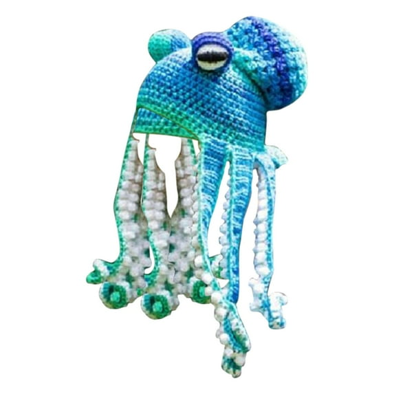 Generic Crochet Octopus Knitted Hat, Hand Knitting with Tentacles Woolen Hat Funny Fashion Winter Warmth Accessories, for Women and Men Adult Halloween Party Tricky Funny Head Cover Crochet Yarn Hat