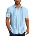 thumbnail image 1 of Generic Cuban Guayabera Shirts for Men Short Sleeve Casual Button Down Shirt Band Collar Beach Camp Mexican Shirt, 1 of 5