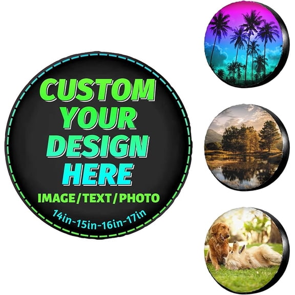 Generic Custom Spare Tire Cover Personalized Tire Covers with Photo Text Logo Customized Universal Wheel Tire Cover for Truck Travel Trailer All Other Vehicles