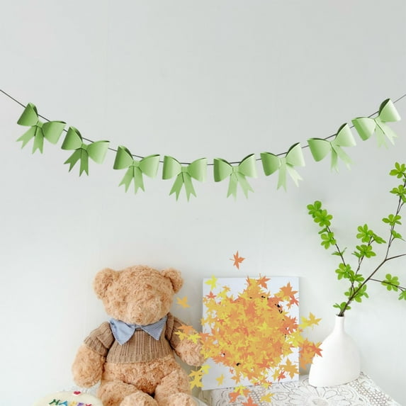 Generic Cute Bow Garland Birthday Party Banner Adorable Hanging Decoration for Women Birthday Celebrations Easy to Install Design Bow Theme Decor