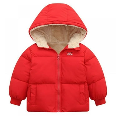 Generic Cute Dress Jackets Windproof Winter Kid Toddler Boys Girls Warm Hooded Jacket Coat Long Sleeve Outwear with Pocket 6M-5 Years(Red,3-4 Years)