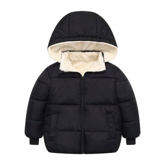 Generic Cute Snowsuit Windproof Kids Baby Warm Girls Boys Cartoon Winter Warm Long Sleeve Jackets Sweatshirt Coats with Pockets(Black,3-4 Years)