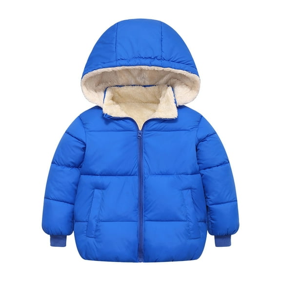 Generic Cute Snowsuit Windproof Kids Baby Warm Girls Boys Cartoon Winter Warm Long Sleeve Jackets Sweatshirt Coats with Pockets(Blue,12-18 Months)