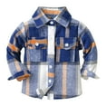 thumbnail image 1 of Generic Cute Warm Winter Outwear Toddler Boys Girls Shirt Coat Jacket Plaid Long Sleeve Kids Turn Down Collar Button Tops Outwear for Girls Boys(Blue,3-6 Months), 1 of 6