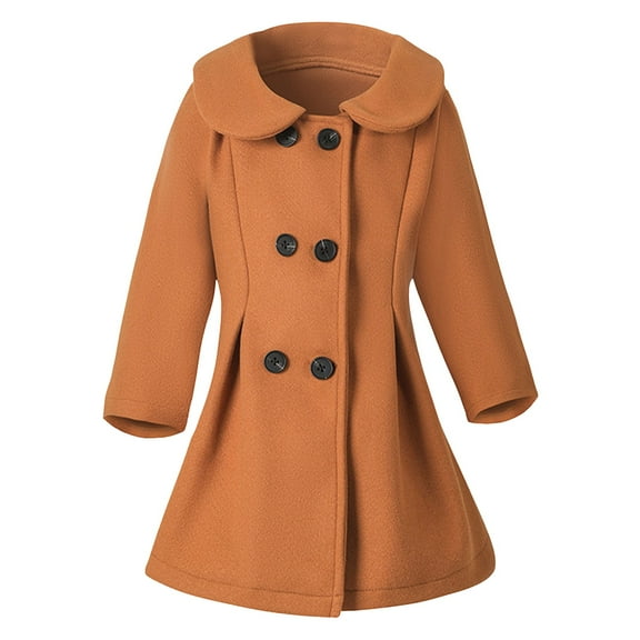Generic Jackets for Kids Trendy Plus Size Girls Dress Coat Winter Warm Jacket Long Sleeve Button Trench Coats Pocket Long Outerwear for Cute Casual Comfortable Hoodies ﻿ ﻿(4-5 Years,Coffee)