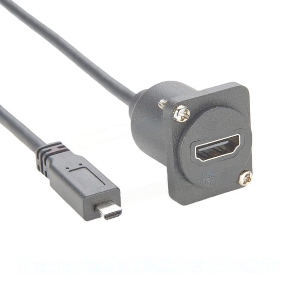 Generic D Type HDMI Female to Micro HDMI Male Extension Cable 4K@30Hz Chassis Flange Panel Mount for Raspberry Pi, TV, Monitor
