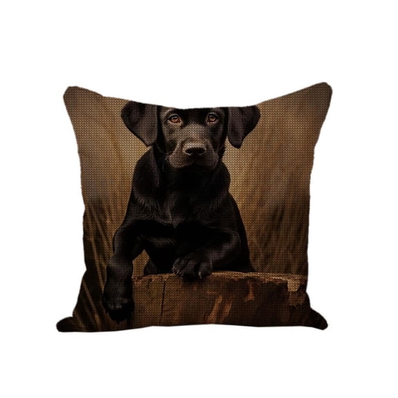 Generic DIY Little Black Labrador Terrier Stamped Cross Stitch Pillow Kits Embroidery Pillowcase 11CT Counted Needlepoint Handmade Cushion Cover Home Sofa Christmas Decoration 18x18inch