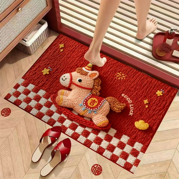 Generic DIY Rug Kit Cartoon Horse Print Carpet Tapestry Yarn Hooking Crochet Mat Home Floor Decoration