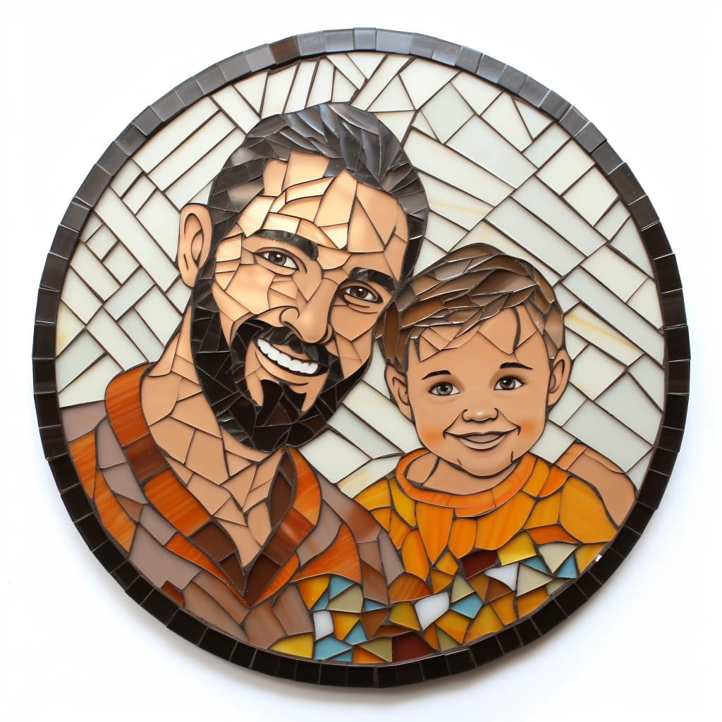 Generic DIY Stamped Cross Stitch Kits Stained Glass Father and Son ...