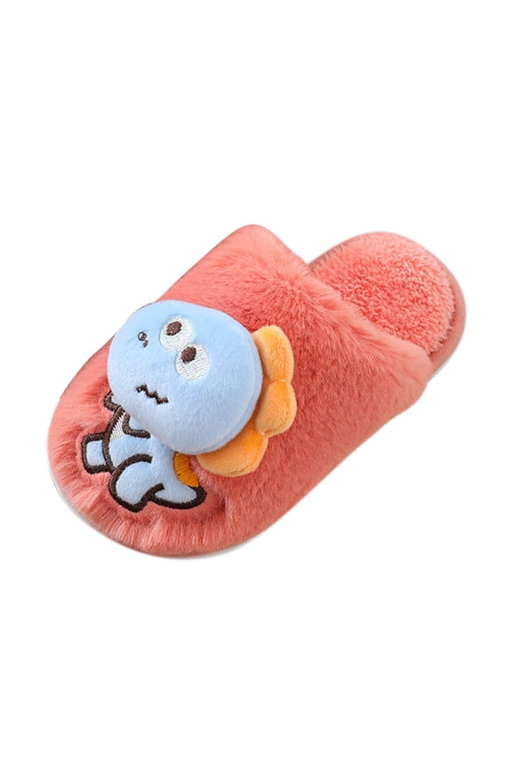 Dinosaur Christmas Slippers For Girls Boys Memory Foam Comfy House Slippers Kids Winter Warm Indoor Shoes Clearance Shoes(7-8 Years,Watermelon Red)