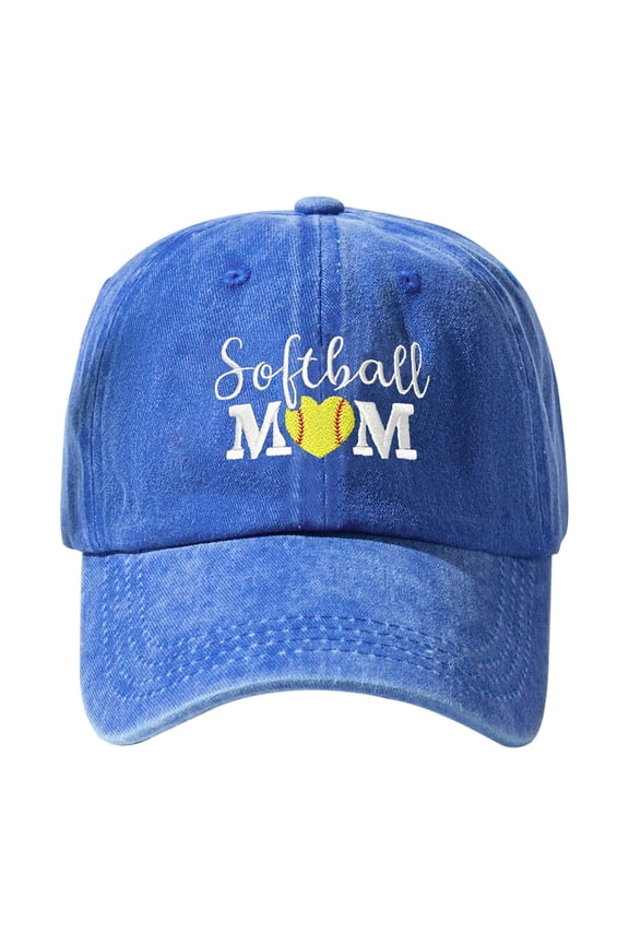 Distressed Baseball Cap for Women, Softball Mom Adjustable Washed Embroidered Sun Hat
