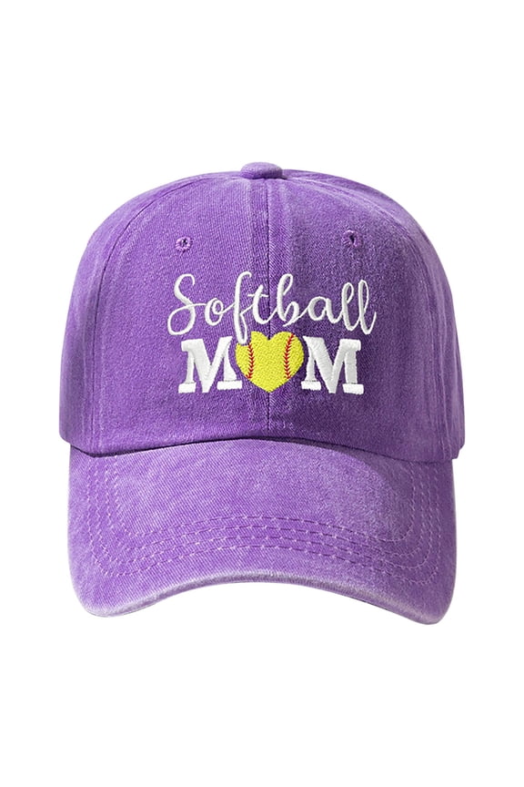 Distressed Baseball Cap for Women, Softball Mom Adjustable Washed Embroidered Sun Hat