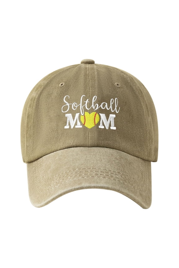 Distressed Baseball Cap for Women, Softball Mom Adjustable Washed Embroidered Sun Hat