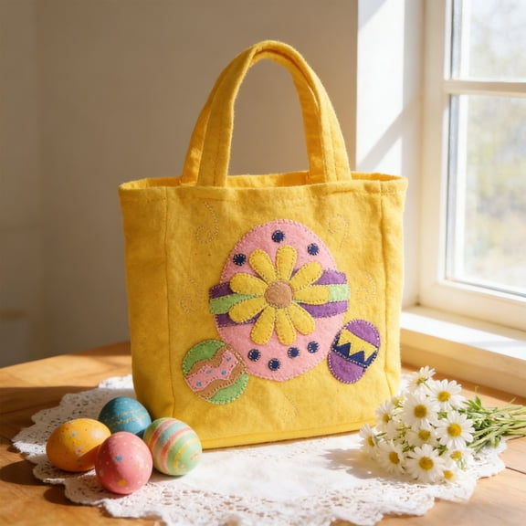 Generic Easter Candy Bags Nylon Drawstring Pouch 11.81x7.09in Small Goody Bags for Easter Treats Gift Favor Hunt Home Organizing Storage (Yellow)