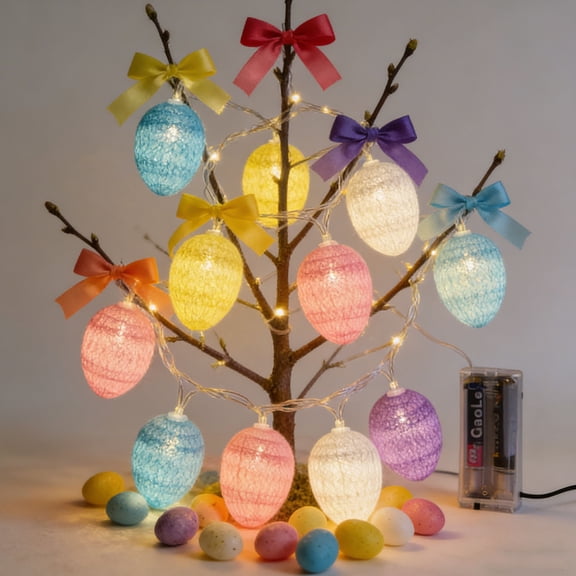 Generic Easter Decorations Lights with Timer,Egg LED String Lights with Remote, Waterproof Battery Operated Fairy String Light for Easter Decor, Outdoor, Home, Party