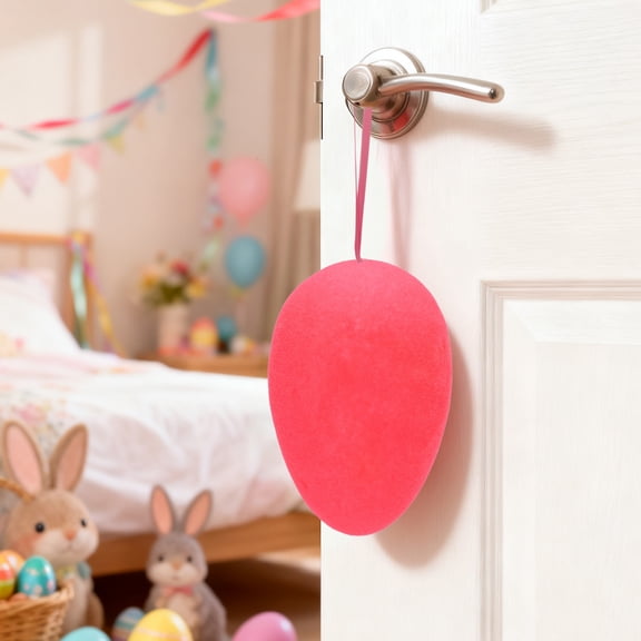 Generic Easter Hanging Flocking Egg, Large Plush Easter Eggs Ornaments for Holiday Party Birthday Home Garden Decoration