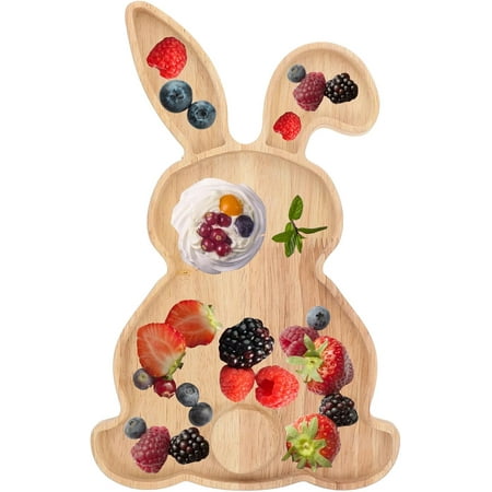 Generic Easter Rabbit Shaped Wooden Tray Easter Charcuterie Board Bunny Shaped Cutting Board for Snacks, Fruits, Holiday Parties, Rustic Farmhouse Decor