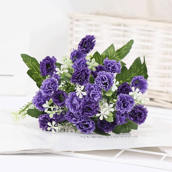 Generic Exquisite Artificial Floral Arrangement Silk Flower Branches Carnation with Leaf Fake Plants Blossom for Outdoor Wedding Home