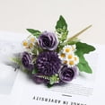 thumbnail image 1 of Generic Fake Flower Bouquet Purple Artificial Silk Flower Arrangements Faux Rose Peony Flowers for Bridal Bouquets Wedding Table Centerpieces Funeral Spring Decor, 1 of 6