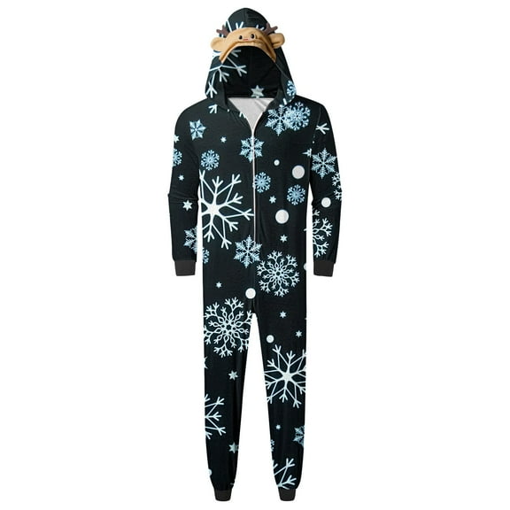 Generic Family Christmas Pajamas Matching Sets Christmas Jammies for Family Holiday Jumpsuit Sleepwear Set Long Sleeves Pant Snowflakes Santa New Year Xmas (L,Dark Blue-A)