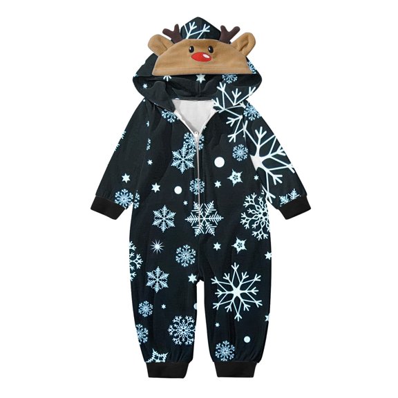 Generic Family Christmas Pajamas Matching Sets Christmas Jammies for Family Holiday Jumpsuit Sleepwear Set Long Sleeves Pant Snowflakes Santa New Year Xmas (9 Months,Dark Blue-D)