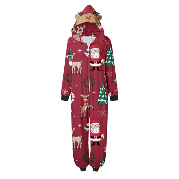 Generic Family Christmas Pajamas Matching Sets Christmas Jammies for Family Holiday Jumpsuit Sleepwear Set Long Sleeves Pant Snowflakes Santa New Year Xmas (L,Red-B)