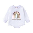 thumbnail image 1 of Generic Fashion Bodysuits for Children's Boys Girls Long Sleeve Winter Romper Tops Cartoon Rainbow Letter Prints for Casual Soft Comfortable Clothing(6-12 Months,White), 1 of 8