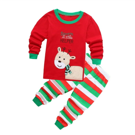 Generic Fashion Boys Pajamas For Baby Girls Boy Christmas Santa Claus Pajamas Set Cotton Toddler Sleepwear Kids Clothes Set for Casual Soft Comfortable Clothing(5-6 Years,Red)