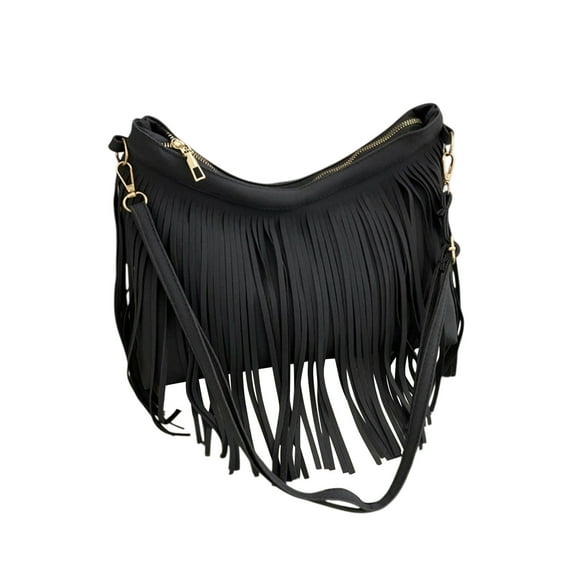 Generic Fashion Exquisite Fringe Hobo Bag for Women Hippie Western Purse Vegan Suede Crossbody Bags Tassel Shoulder Purses